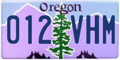 OR license plate 012VHM