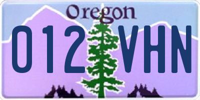 OR license plate 012VHN