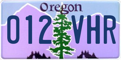 OR license plate 012VHR