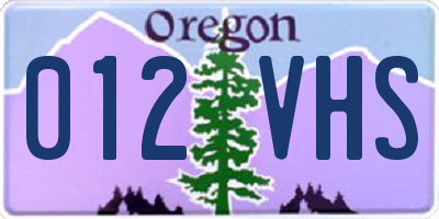 OR license plate 012VHS