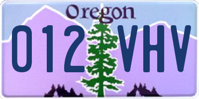 OR license plate 012VHV