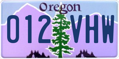 OR license plate 012VHW
