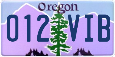 OR license plate 012VIB