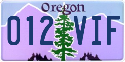 OR license plate 012VIF