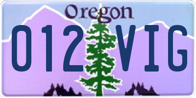 OR license plate 012VIG