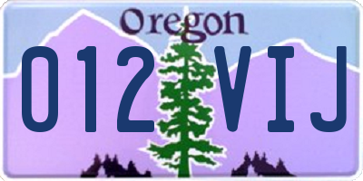 OR license plate 012VIJ