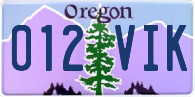 OR license plate 012VIK