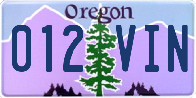 OR license plate 012VIN