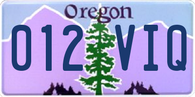 OR license plate 012VIQ