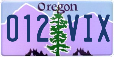 OR license plate 012VIX