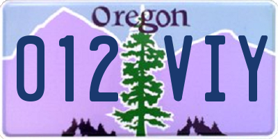OR license plate 012VIY