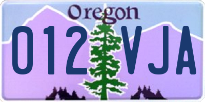 OR license plate 012VJA
