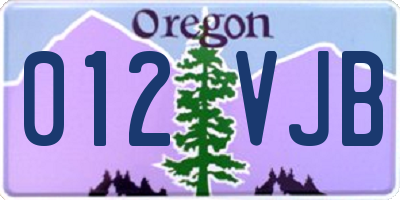OR license plate 012VJB