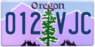 OR license plate 012VJC