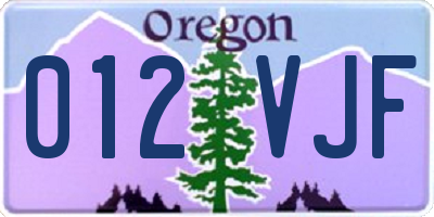 OR license plate 012VJF