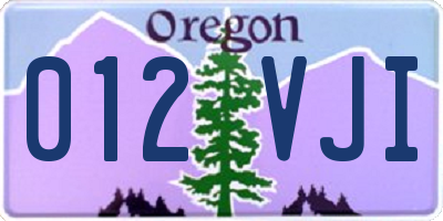 OR license plate 012VJI