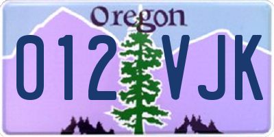 OR license plate 012VJK