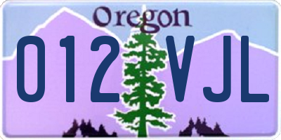 OR license plate 012VJL