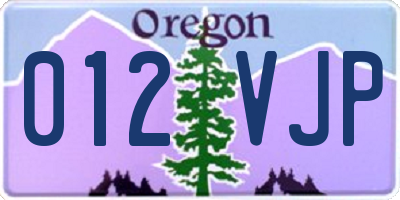 OR license plate 012VJP
