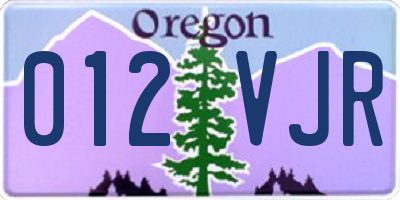 OR license plate 012VJR