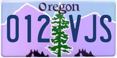 OR license plate 012VJS