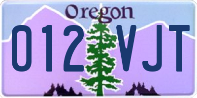 OR license plate 012VJT