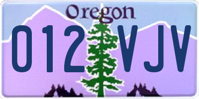 OR license plate 012VJV