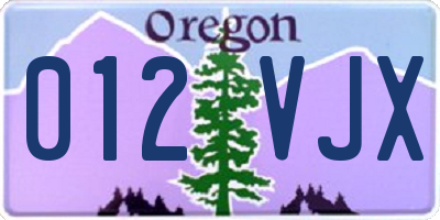 OR license plate 012VJX