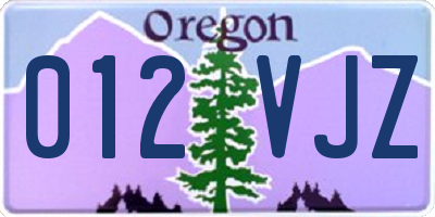 OR license plate 012VJZ