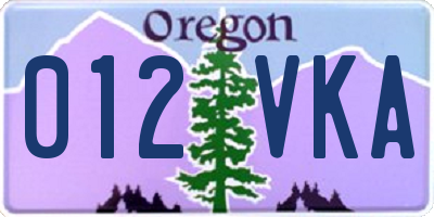 OR license plate 012VKA