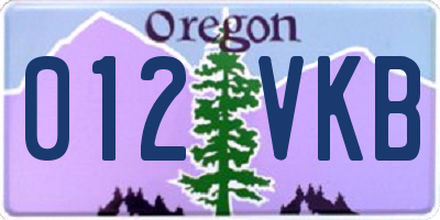 OR license plate 012VKB
