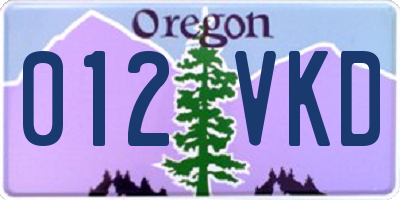 OR license plate 012VKD