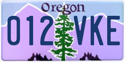 OR license plate 012VKE