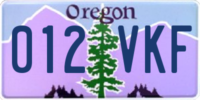 OR license plate 012VKF