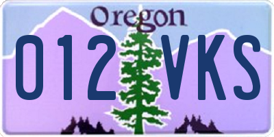 OR license plate 012VKS