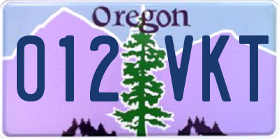 OR license plate 012VKT