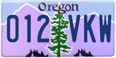 OR license plate 012VKW