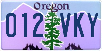 OR license plate 012VKY