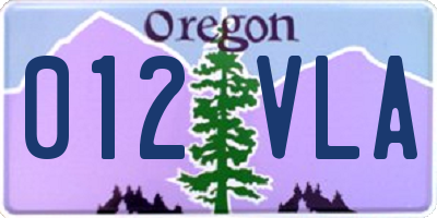 OR license plate 012VLA