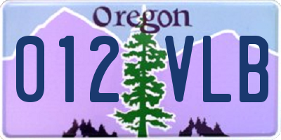 OR license plate 012VLB