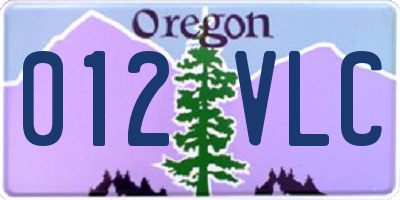 OR license plate 012VLC