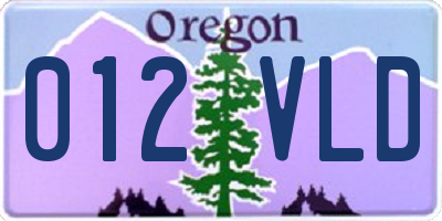 OR license plate 012VLD