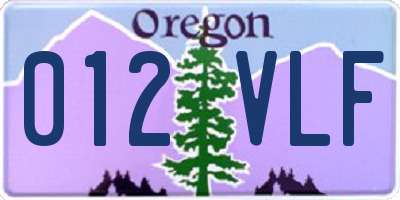 OR license plate 012VLF
