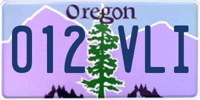 OR license plate 012VLI