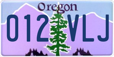 OR license plate 012VLJ