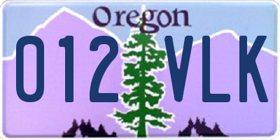 OR license plate 012VLK