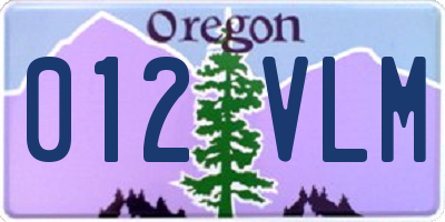 OR license plate 012VLM