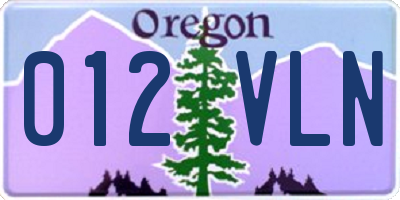 OR license plate 012VLN