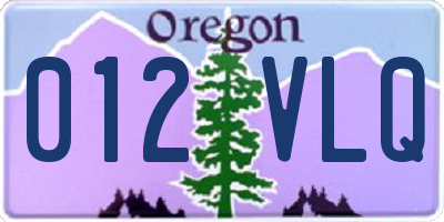 OR license plate 012VLQ