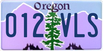 OR license plate 012VLS